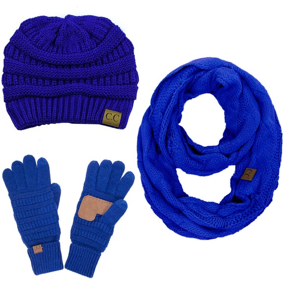 C.C 3pc Knit Warm Beanie Gloves Scarves Set main image 5